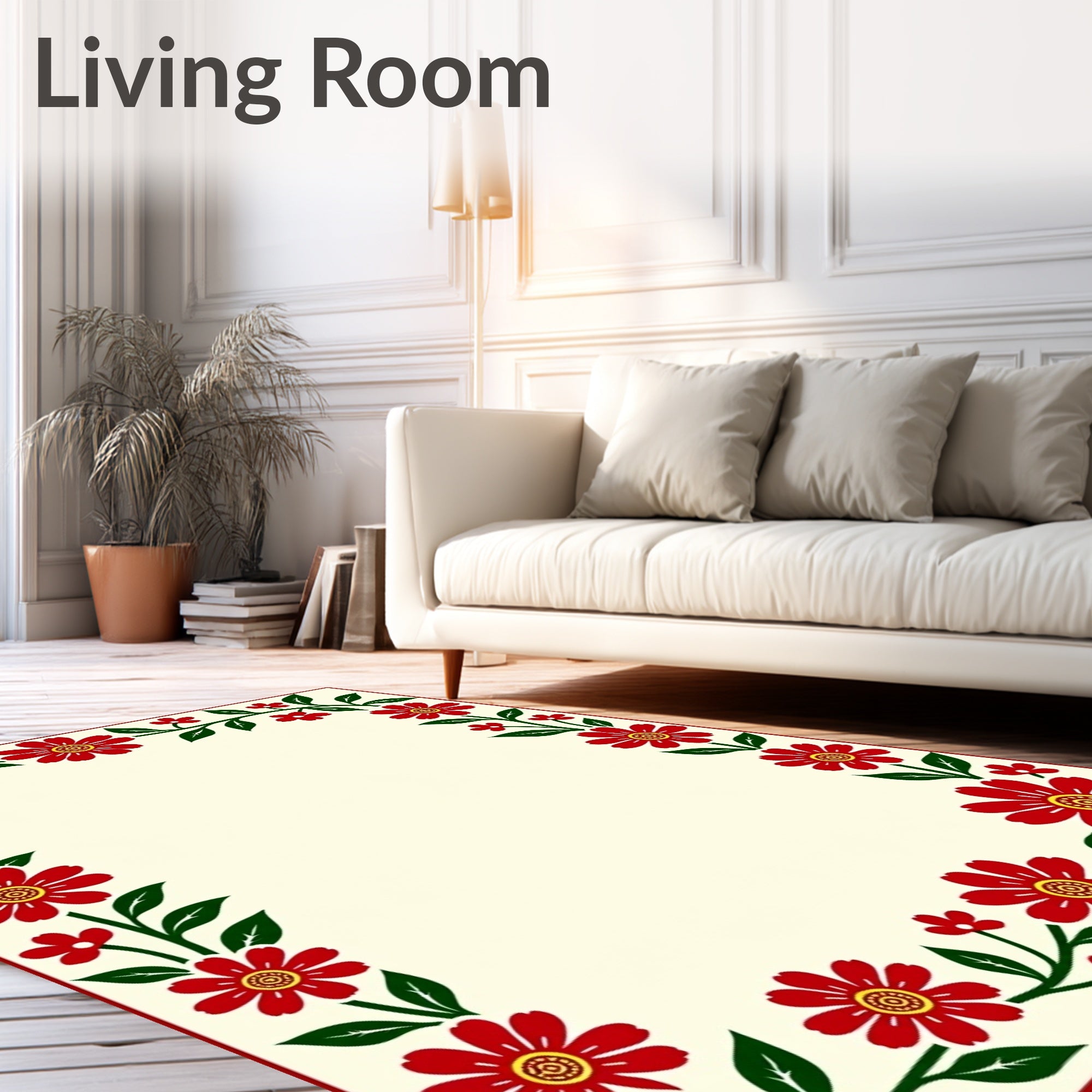 Vintage Red Floral Garland Rug
