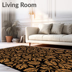 Golden Orange Leaf Symmetry Rug