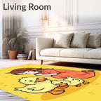 Cute Yellow Ducklings With Girl Charm Rug