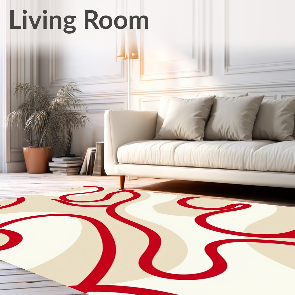 Crimson Swirl Abstract Organic Rug