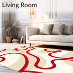 Crimson Swirl Abstract Organic Rug