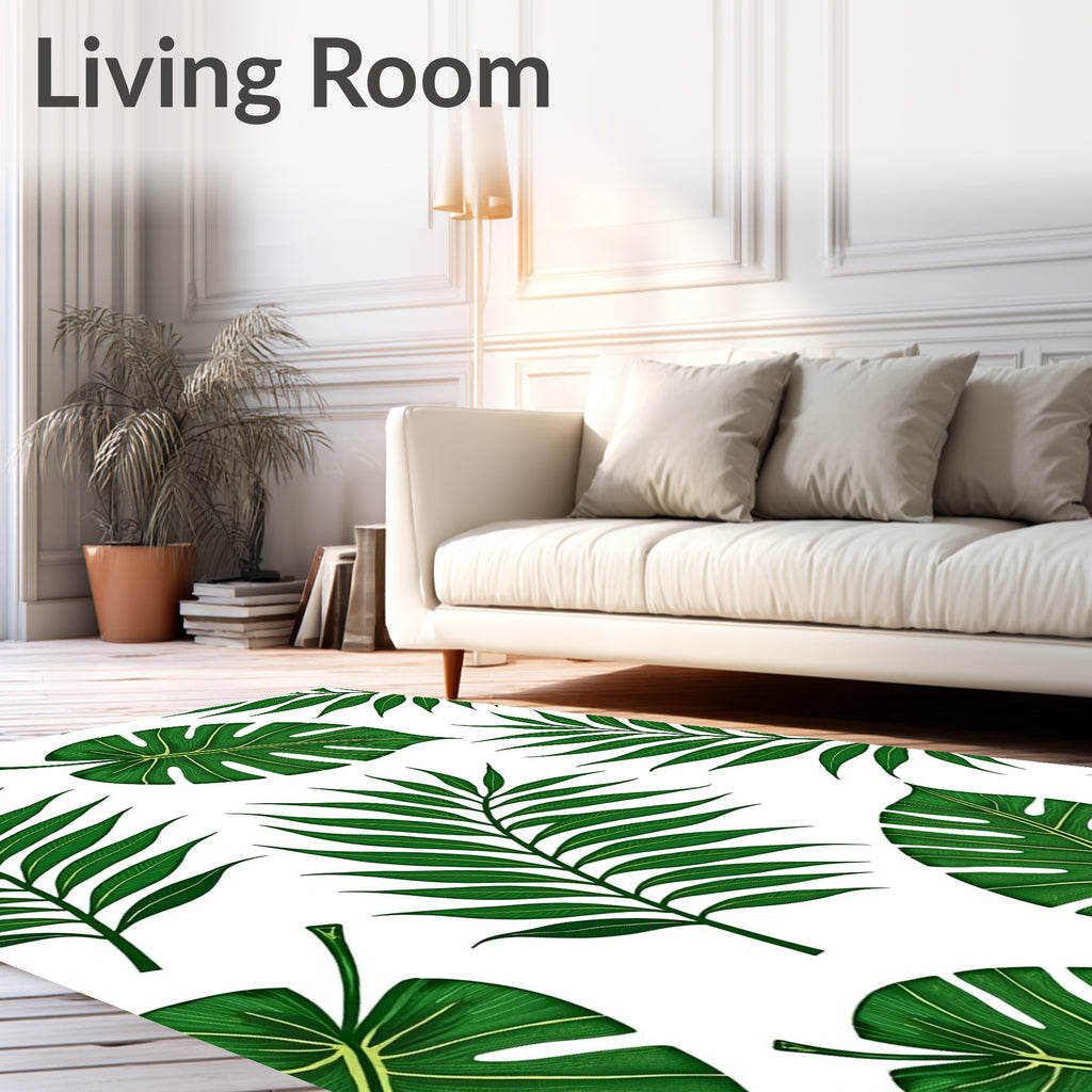 Vivid Emerald Jungle Leaf Collage Rug