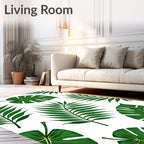 Vivid Emerald Jungle Leaf Collage Rug