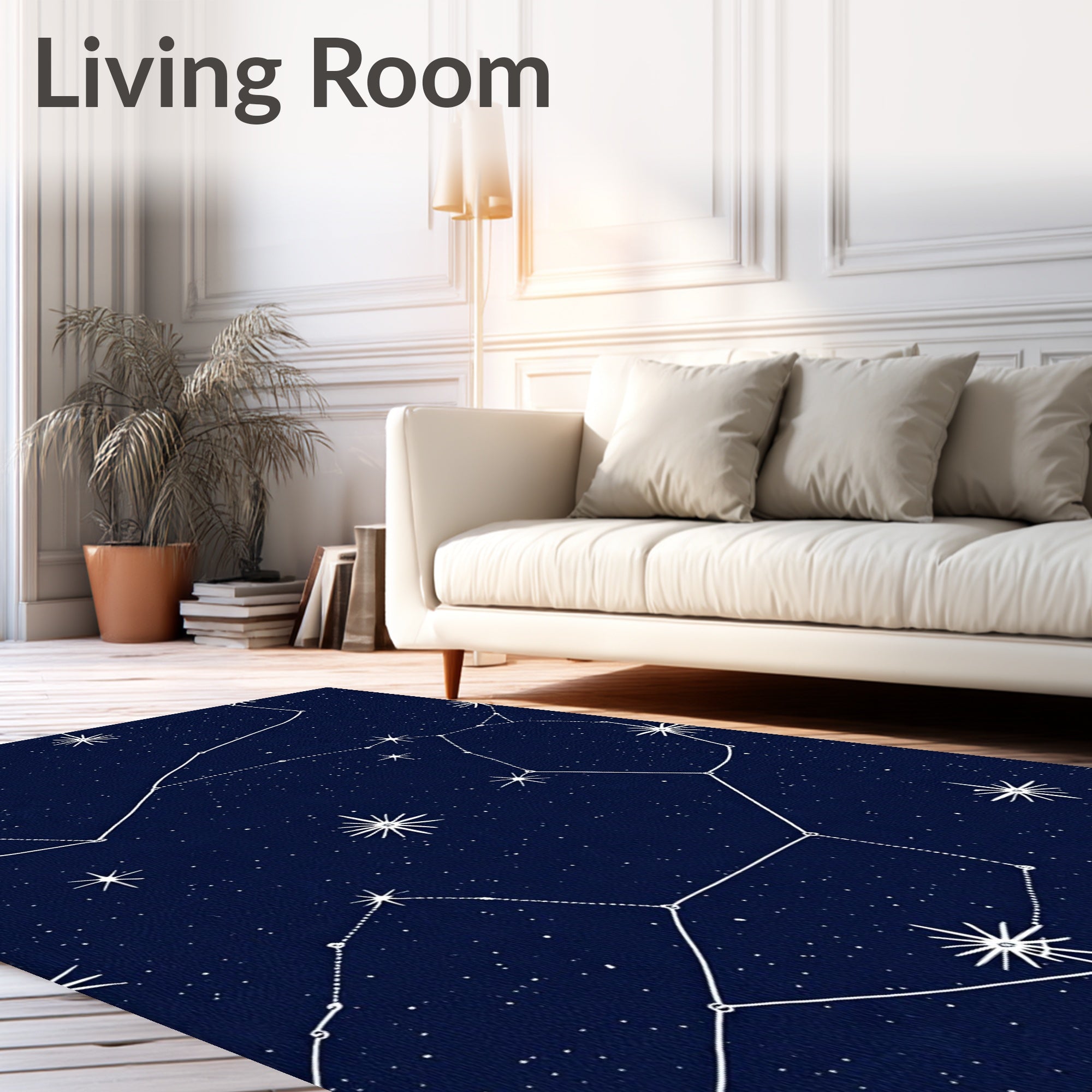 Deep Blue Constellation Night Sky Rug