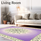 Vintage Lavender Floral Medallion Rug