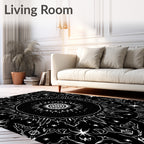 Monochromatic Abstract Starburst Mandala Rug