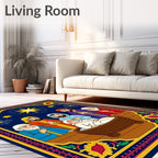 Nativity Scene Blue Festive Star Rug