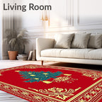 Red Emerald Christmas Tree Bell Border Rug
