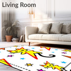 Yellow Kitten Lightning Bolt Starburst Rug