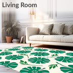 Emerald Green Floral Leaf Cluster Rug