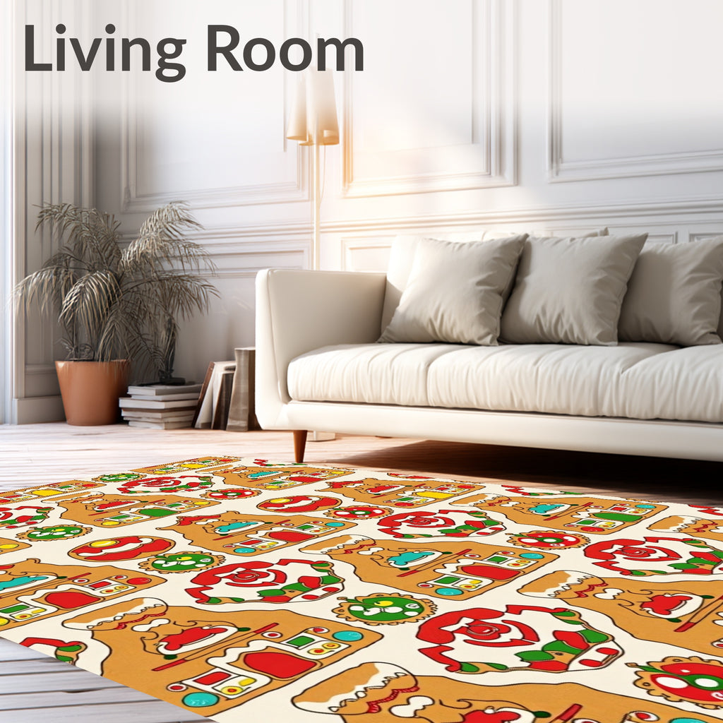 Gingerbread Houses Christmas Cookies Garland Rug