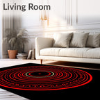 Crimson Concentric Circle Emblem Rug