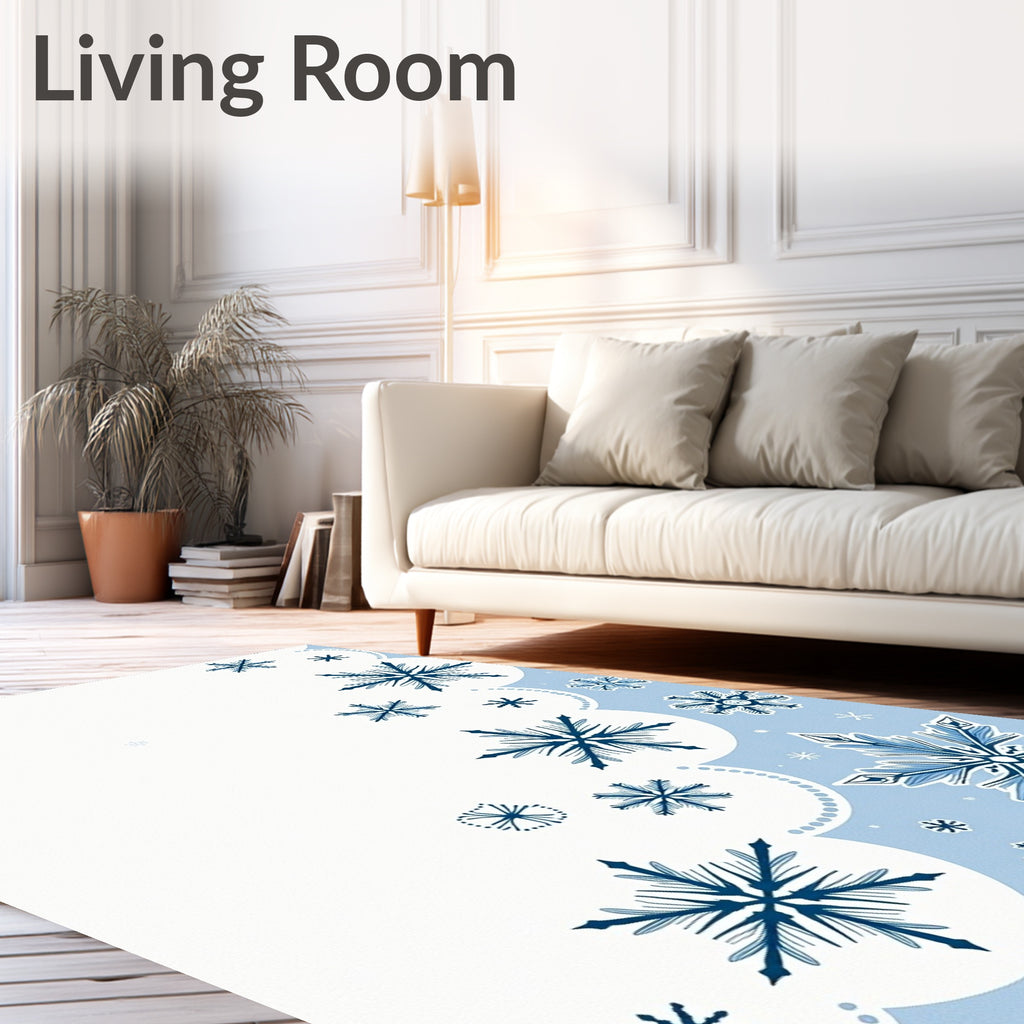 Winter Snowflakes Blue White Rug