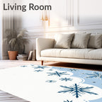 Winter Snowflakes Blue White Rug