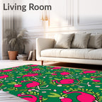 Pink Flamingo Floral Branch Repeat Rug