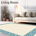 Turquoise Swirl Antique Border Rug