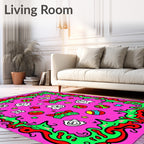 Whimsical Pink Faces Circus Balls Rug