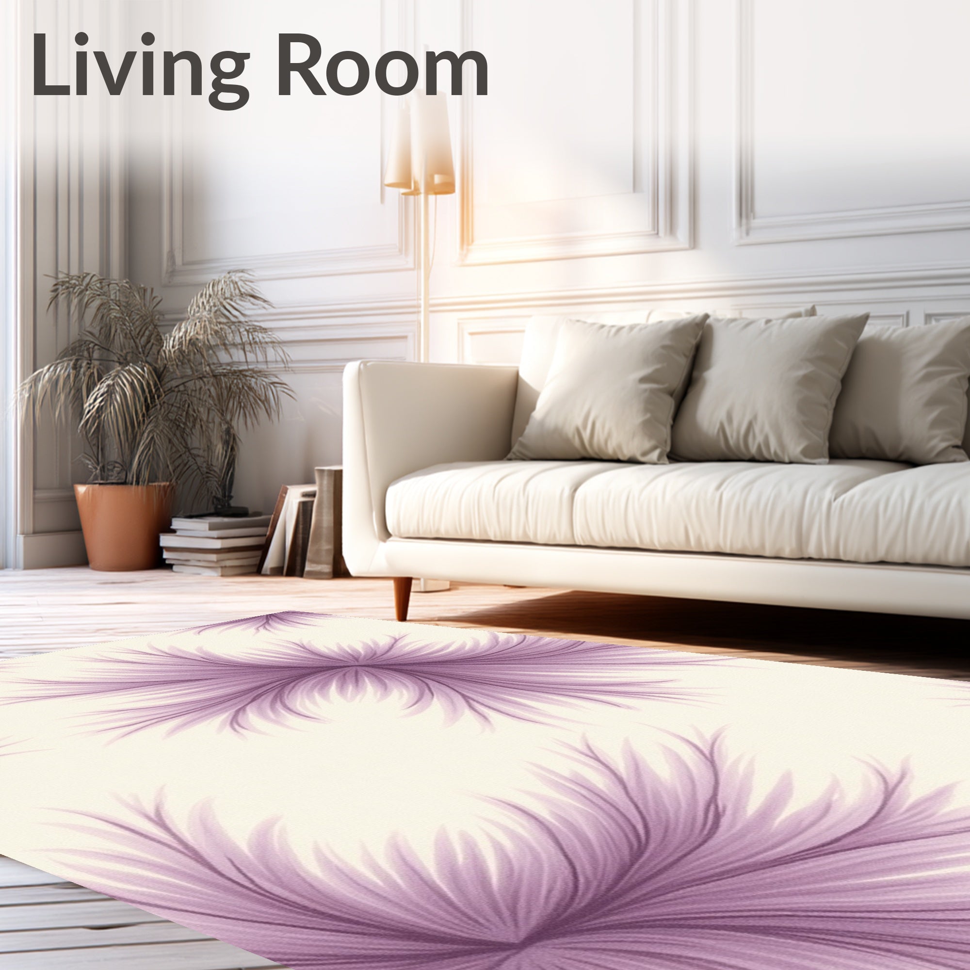 Lavender Feathered Starburst Rug