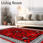 Crimson Black Floral Border Medallion Rug