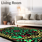 Bold Geometric Floral Medallion Rug