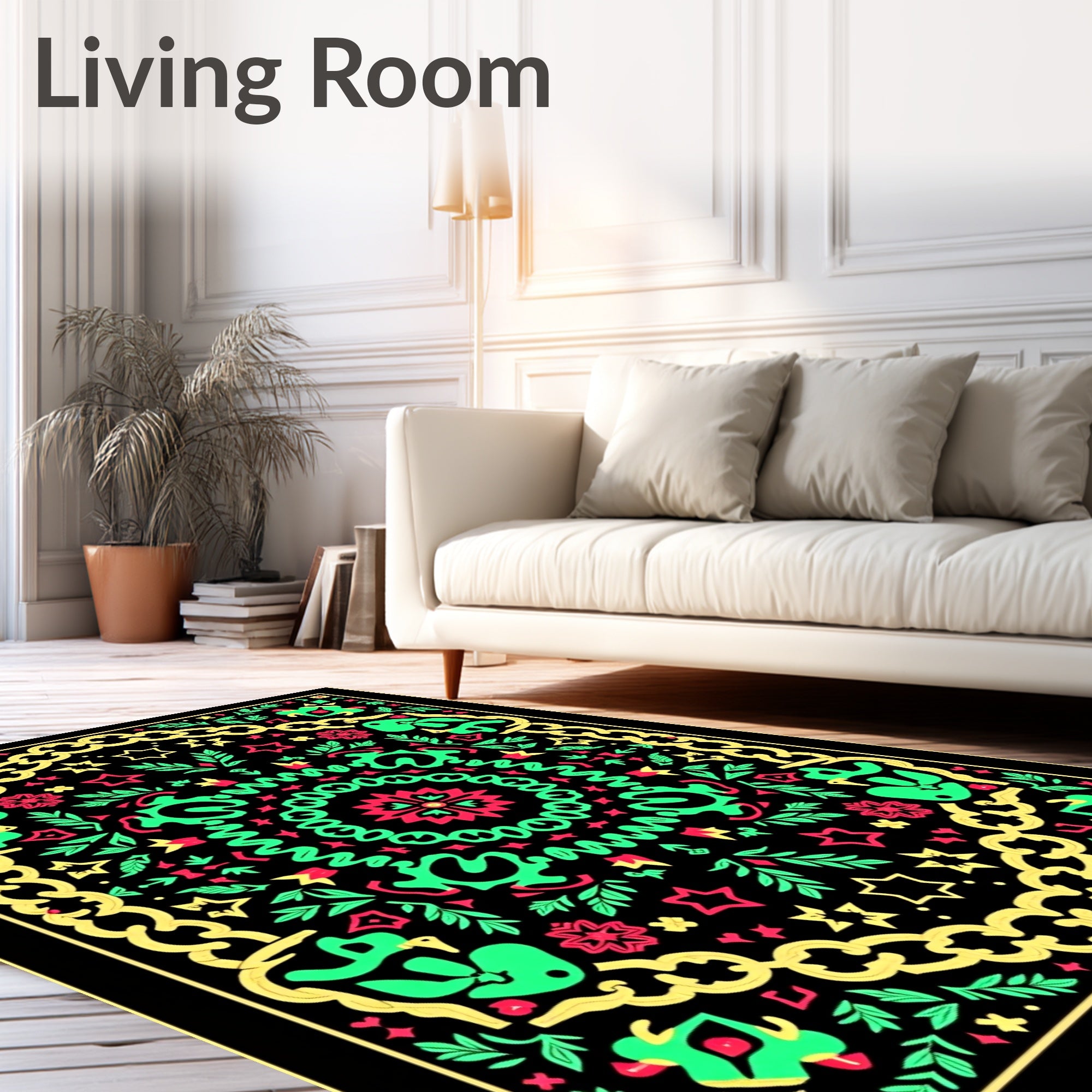 Bold Geometric Floral Medallion Rug