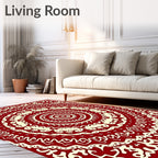 Crimson Cream Mandala Medallion Rug
