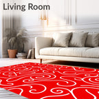 Bold Red Swirl Organic Lines Rug