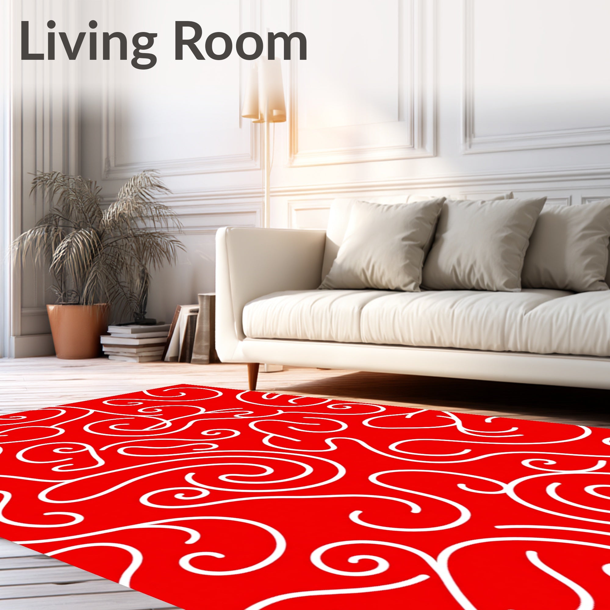 Bold Red Swirl Organic Lines Rug