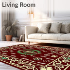 Crimson Laurel Wreath Geometric Rug