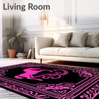 Vibrant Pink Horse Ornate FrameRug Rug