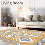 Golden Yellow Modern Geometric Medallion Rug