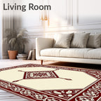 Deep Red Floral Centerpiece Boundary Rug