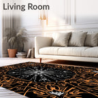 Bold Orange and White Radial Burst Rug
