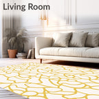 Cream Yellow Organic Vine Lace Rug