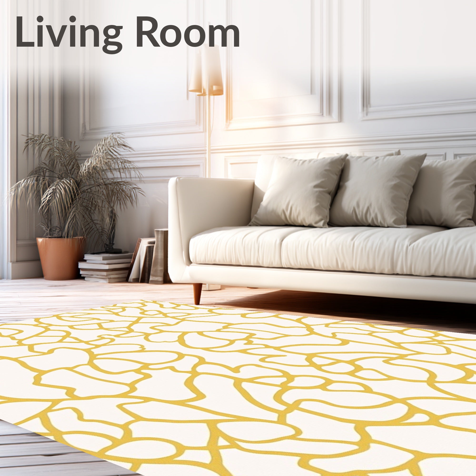 Cream Yellow Organic Vine Lace Rug
