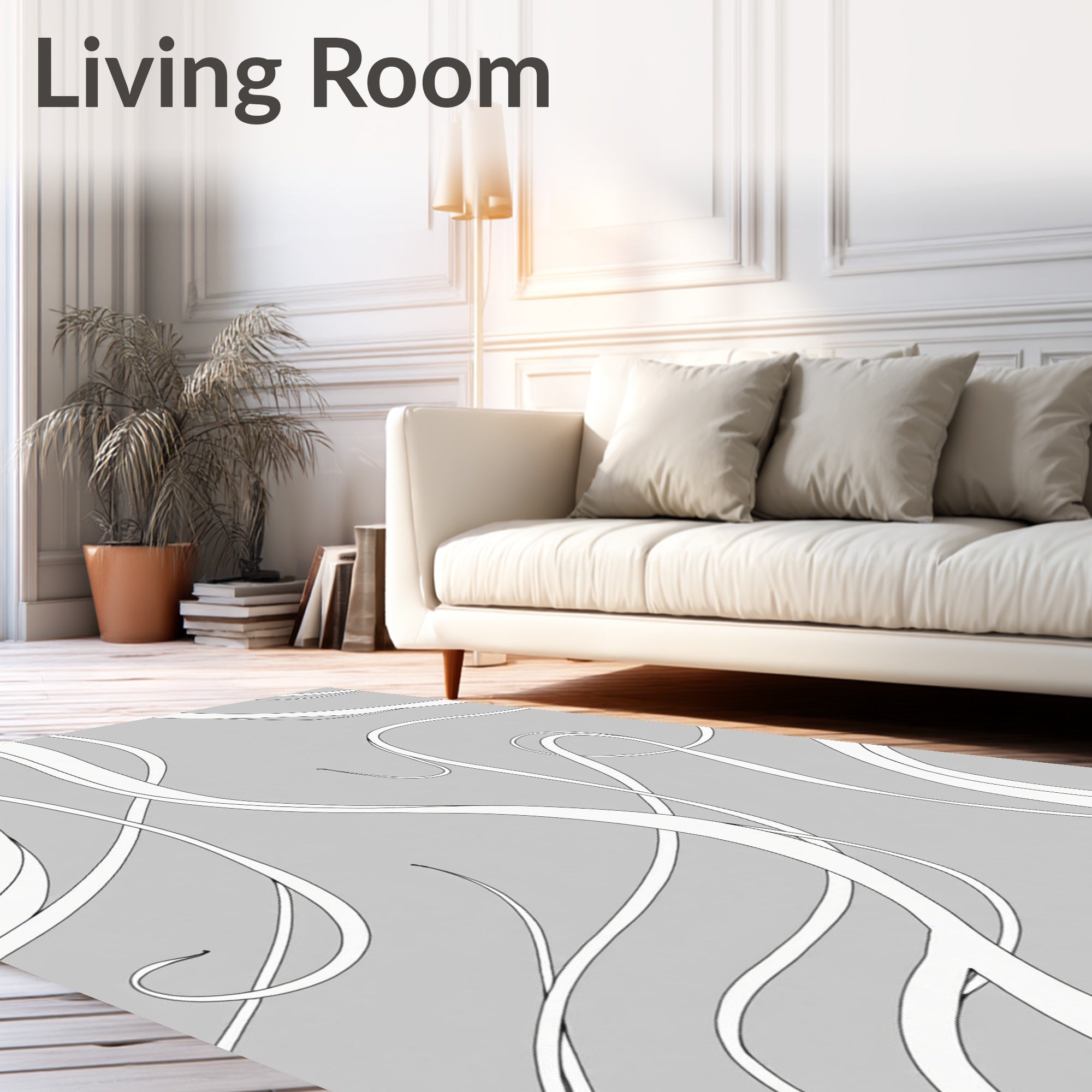 Modern Gray Woven Ribbon Swirl Rug