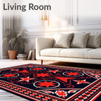 Bold Red Geometric Star Medallion Rug