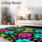 Vibrant Neon Pink Blue Butterfly Garden Rug
