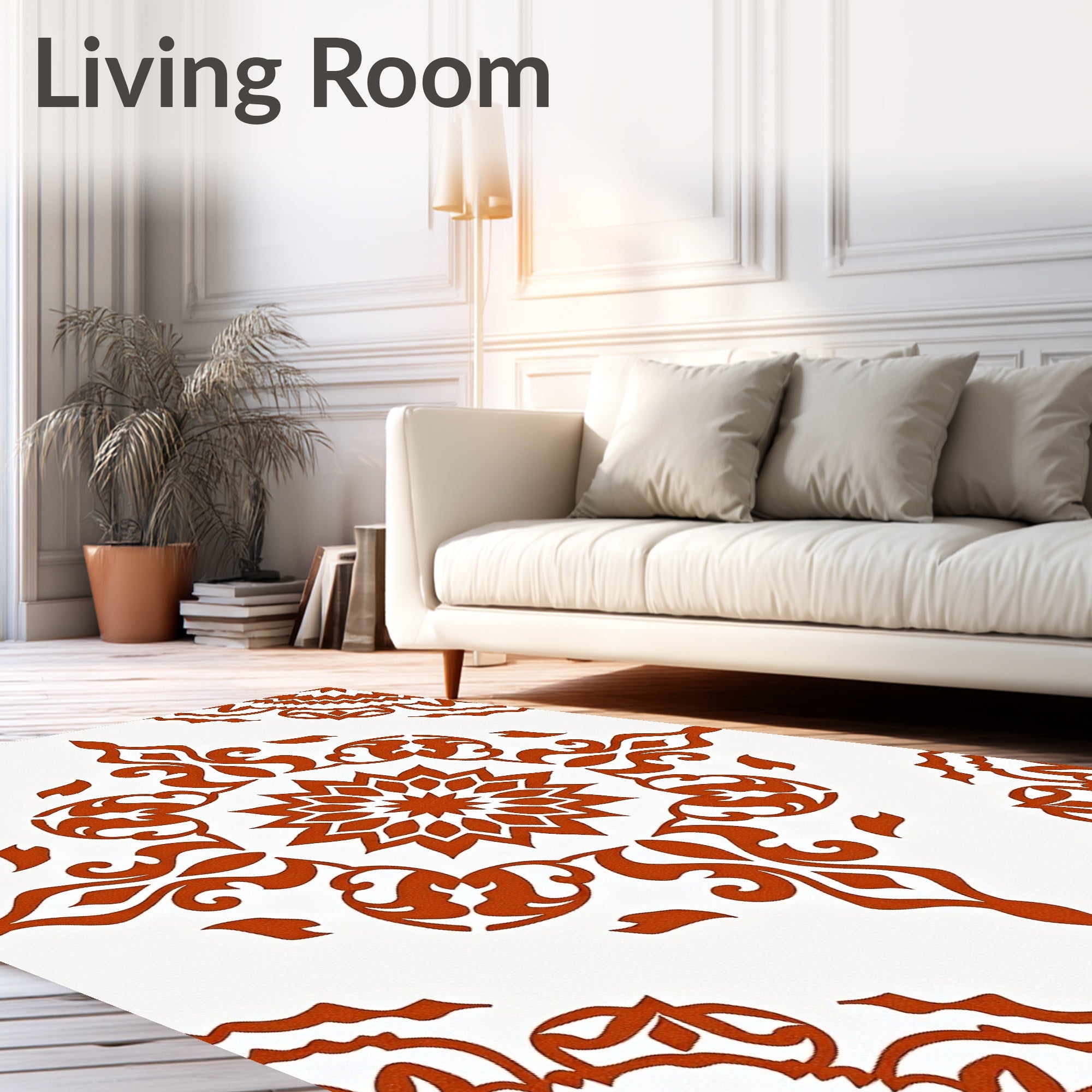 Orange Floral Medallion Symmetry Rug