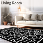 Black White Geometric Tessellation Art Rug