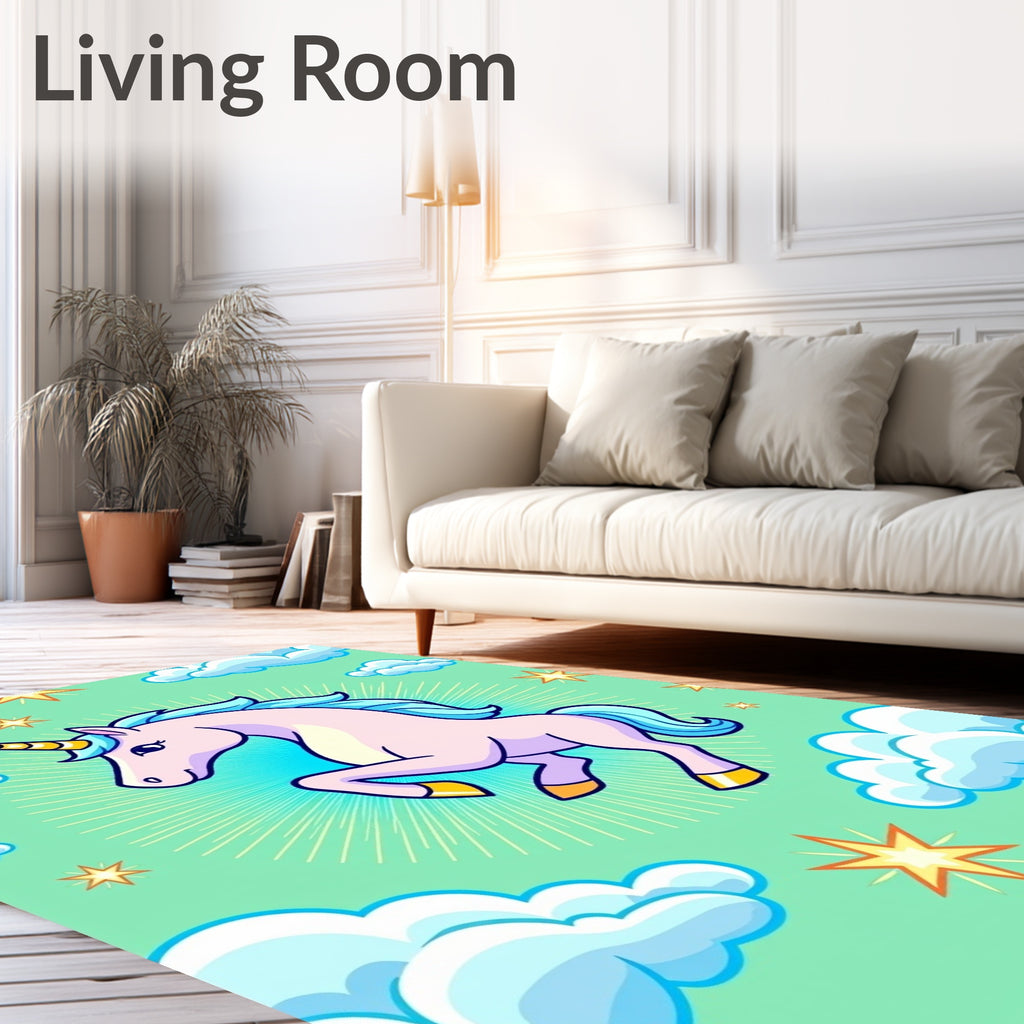 Whimsical Pink Unicorn Cloud Nine Rug
