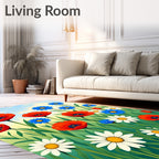 Vibrant Poppy Wildflower Meadow Rug