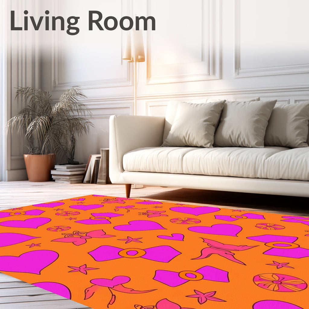 Love Hearts Butterflies And Bows Rug