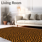 Orange Black Cracked Texture Rug