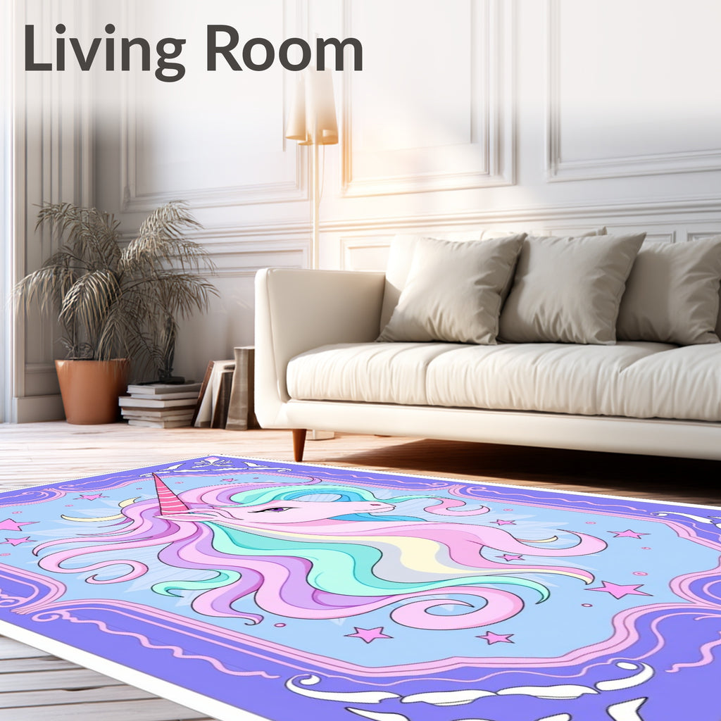 Pastel Unicorn Starry Frame Rug