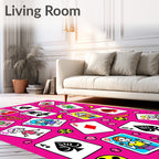 Pink Playful Card Characters Fiesta Rug