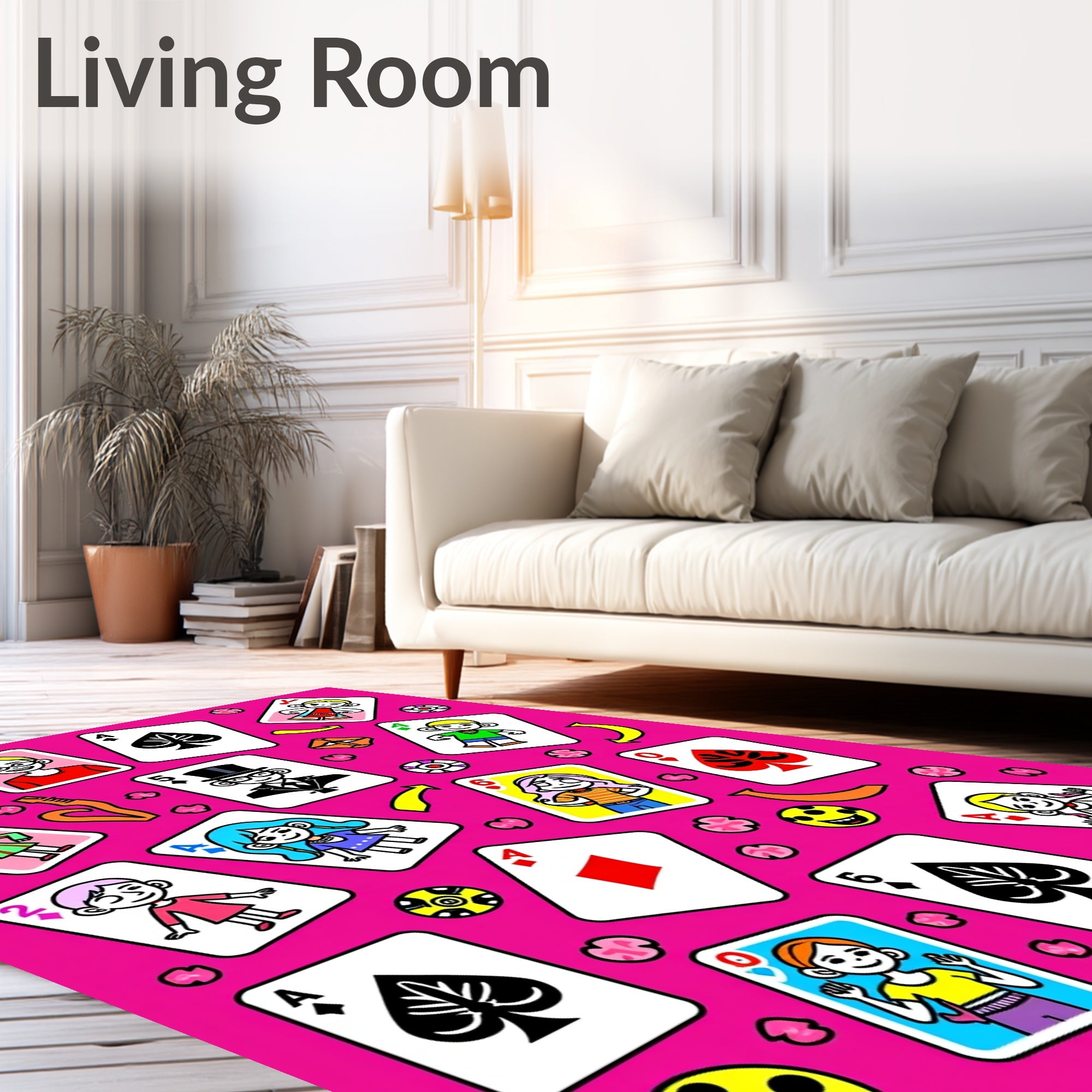 Pink Playful Card Characters Fiesta Rug