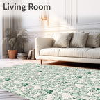 Green Abstract Whimsical Figure Collage Rug