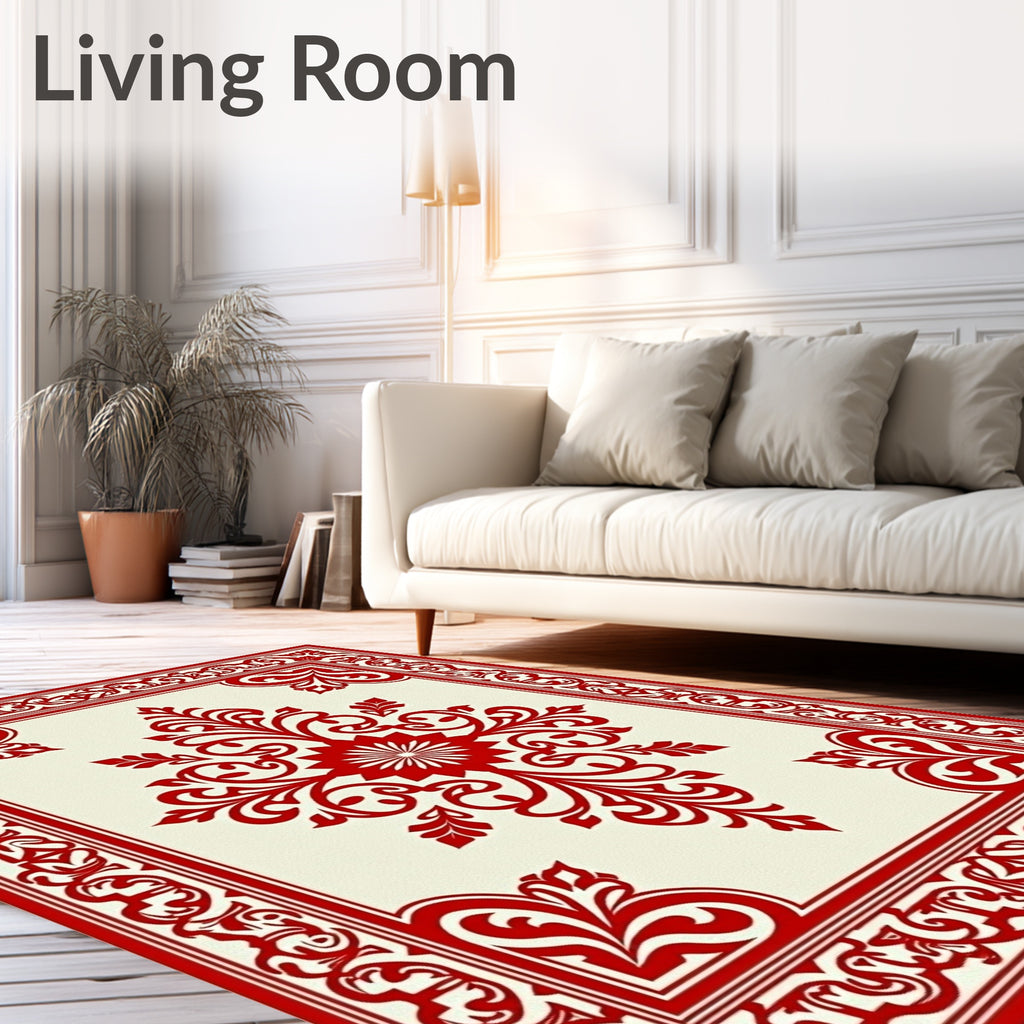 Crimson Floral Medallion Courtly Rug