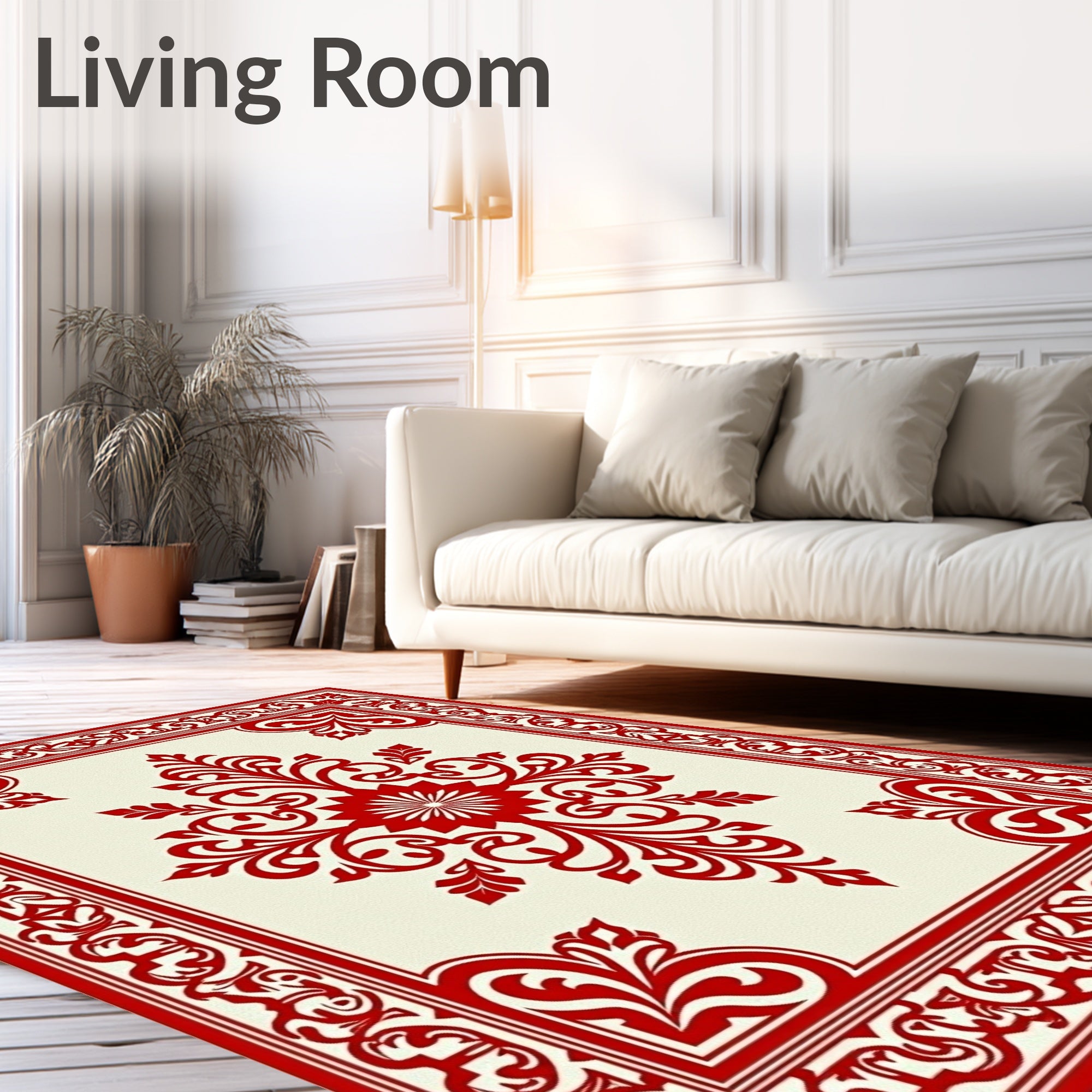 Crimson Floral Medallion Courtly Rug